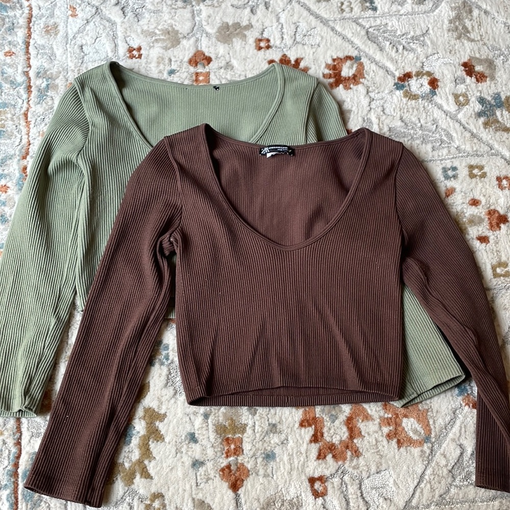 Zara Long Sleeve Crop Tops